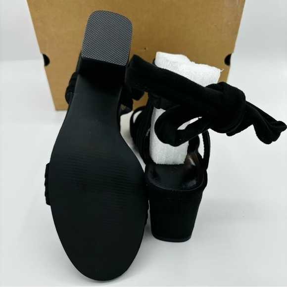 Coutgo Womens Open Toe Ankle Tie Back Low Block Chunky Heels/ Pumps, Size: 7.5 - Picture 7 of 9